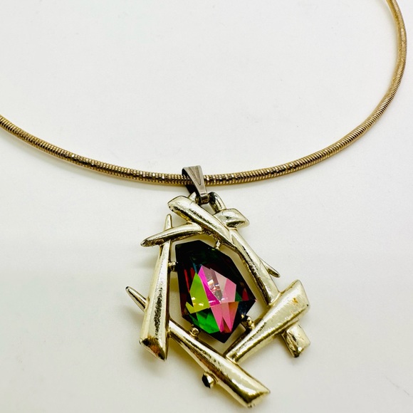 Vintage abstract heliotrope pendant necklace - Picture 5 of 13